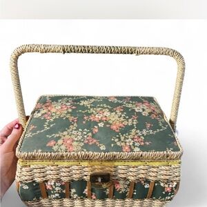 Floral Wicker Sewing Box